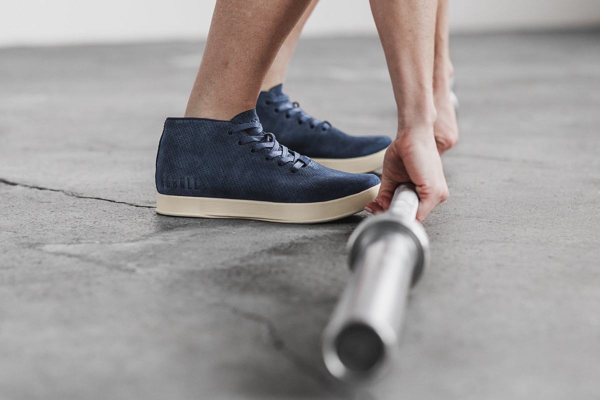 Nobull Suede Mid Women's Trainers Navy White | Australia (EV3296)